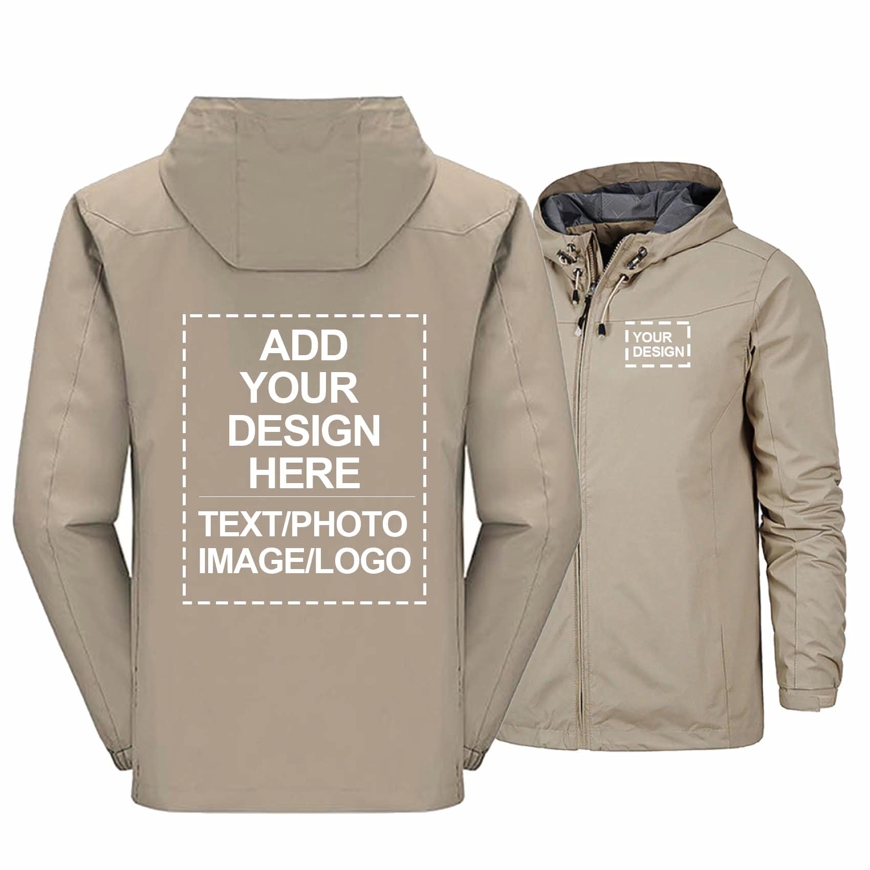 Vestes de pluie personnalisées pour hommes, coupe-vent imperméables entièrement zippés, logo personnalisé, images, vêtements de travail avec poches