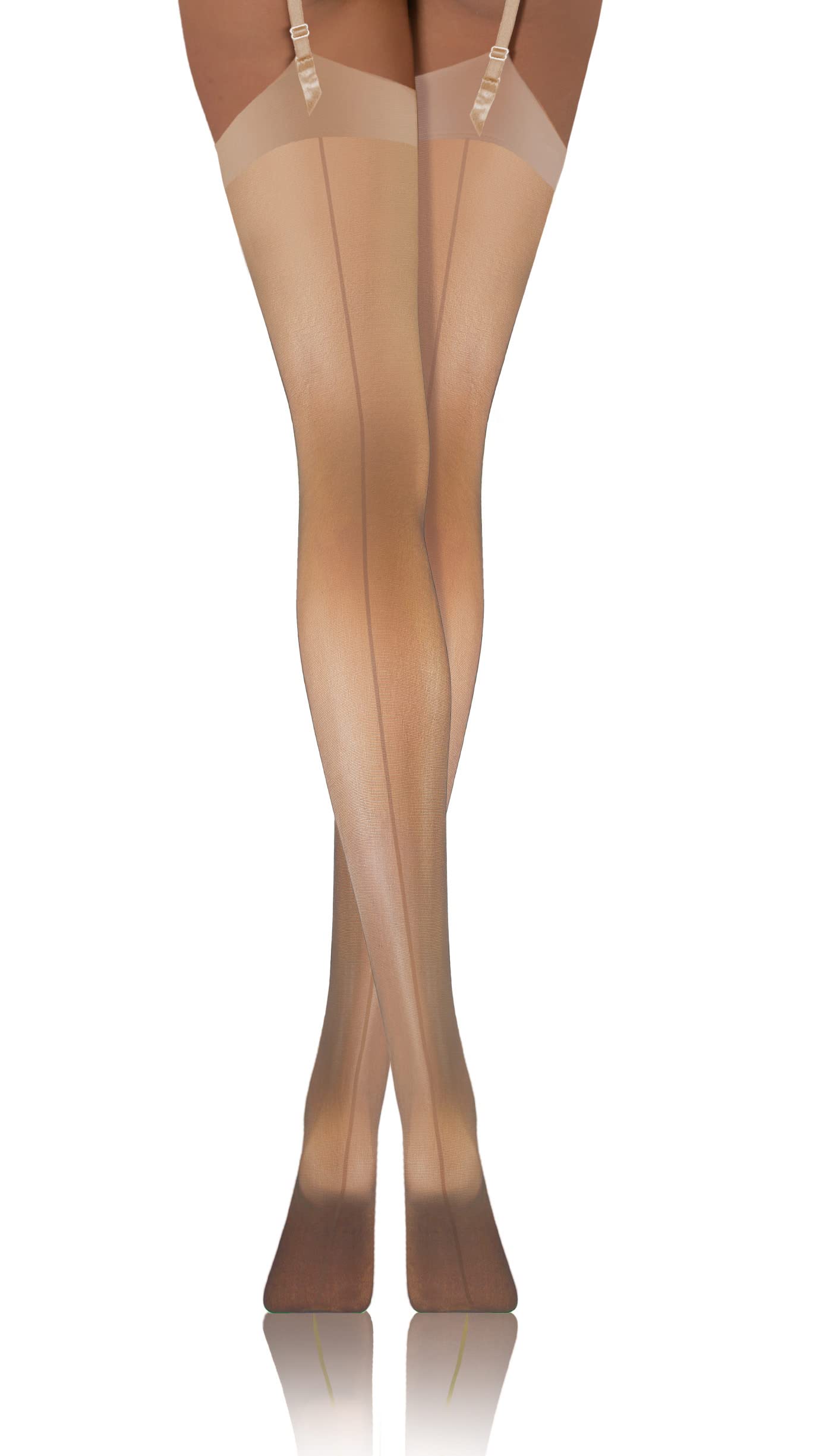 Sesto Senso Women's Belt stockings 20 Den Seamed Sexy Stockings PDP_02 XL-XXL Beige