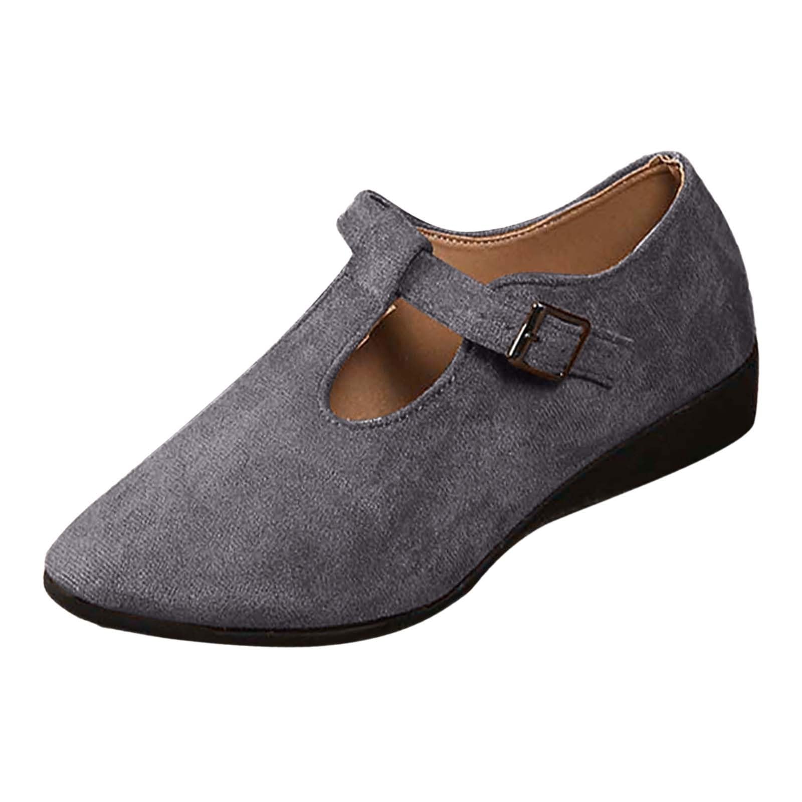 Booties for Women Cute Suede T Strap Buckle Party Ankle Boots Wide Width Suede Booties Round Toe Low