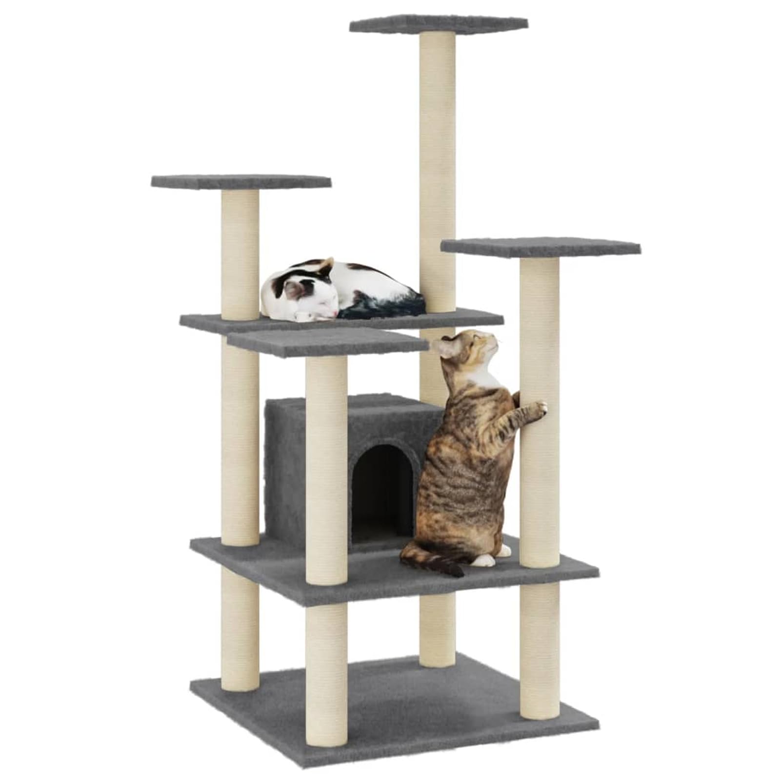 ShGaxin Rascador para Gatos con Postes de sisal, Arbol para Gatos, Gatos Accesorios, Arranhador para Gatos, Arbol Rascador Gatos, Gris Oscuro 110 cm