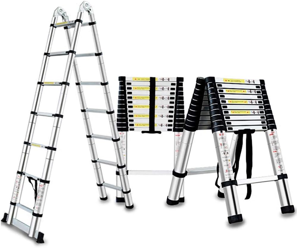 ZR Aluminum Telescopic Ladder A Frame MultiPurpose Extendable Ladder 6.2m Maximum