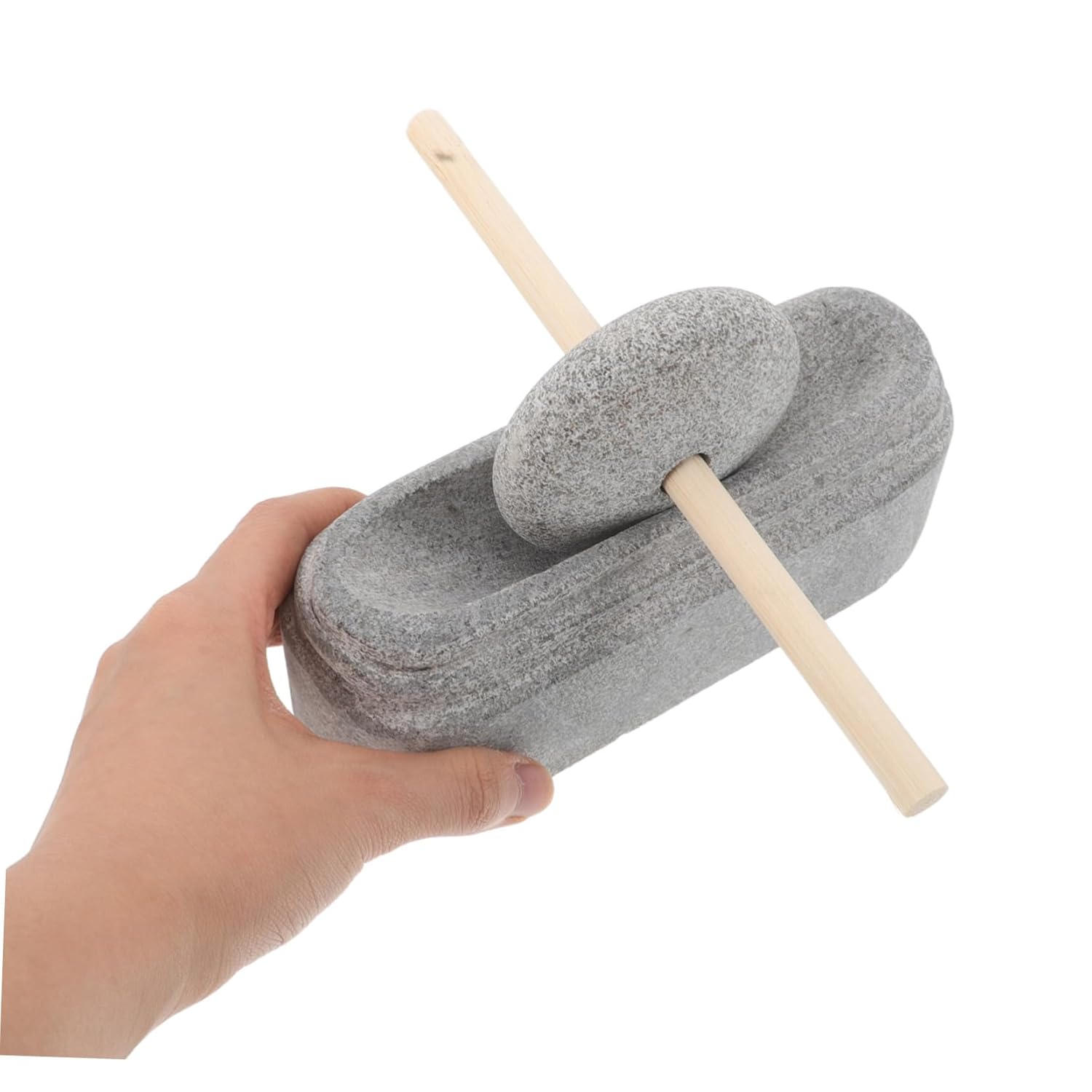 Handmade Stone Mill Grinder Natural Stone Mortar and Pestle Set for Traditional Chinese Medicine Grinding for Dry Ingredients and Tea