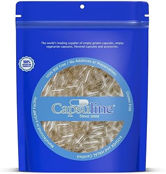 Capsuline Size 00 - Clear Empty Vegan Pullulan Capsules - 100 Count - Empty Pullulan Pill Capsules - DIY Vegan Capsule Filling - Empty Caps - Gluten Free, Non-GMO