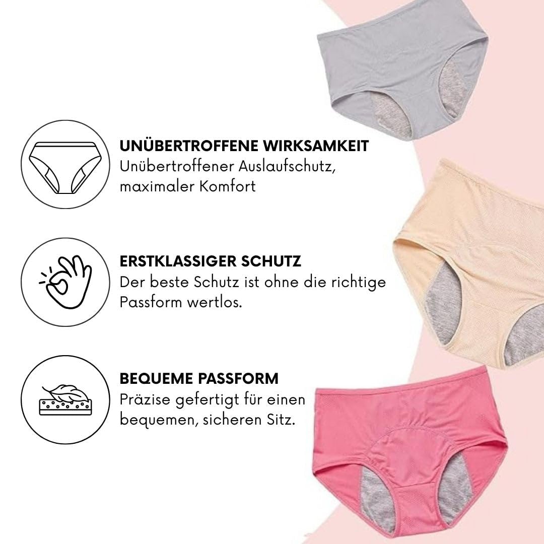 SicherPlus Slip - Inkontinenz-Unterwäsche gegen Blasenschwäche 5er - Pack Extragroße, Auslaufsichere Menstruationshöschen für Damenunterwäsche in großen Größen
