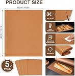 5 Pack Reusable Baking Sheets, 30 x 40 cm Non-Stick Baking Paper Liners, Heat Resistant Oven Baking Mats for Baking, Grilling, Roasting, Ironing, Kitchen and Camping Use