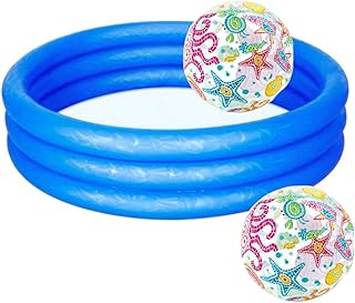 Paddling pools - Children's Pool for swimming Kiddie pool, kids pool family paddling pool & ball pit paddling pool for kids indoor outdoor three ring pool 152cm blue (Inflatable paddling pool) (Blue)