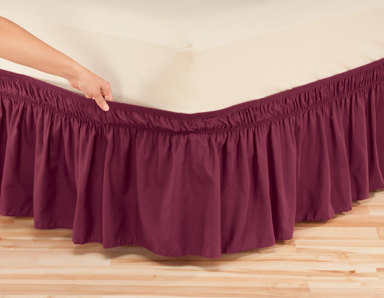 Miles Kimball Solid Wrap Around Elastic Bed Skirt OakRidgeTM