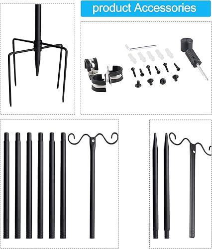 Miniatura 4 de Lightdot Postes de luz para exteriores, postes de luz de metal de 9 pies para patio exterior con tenedor para colgar en exteriores, patio trasero,
