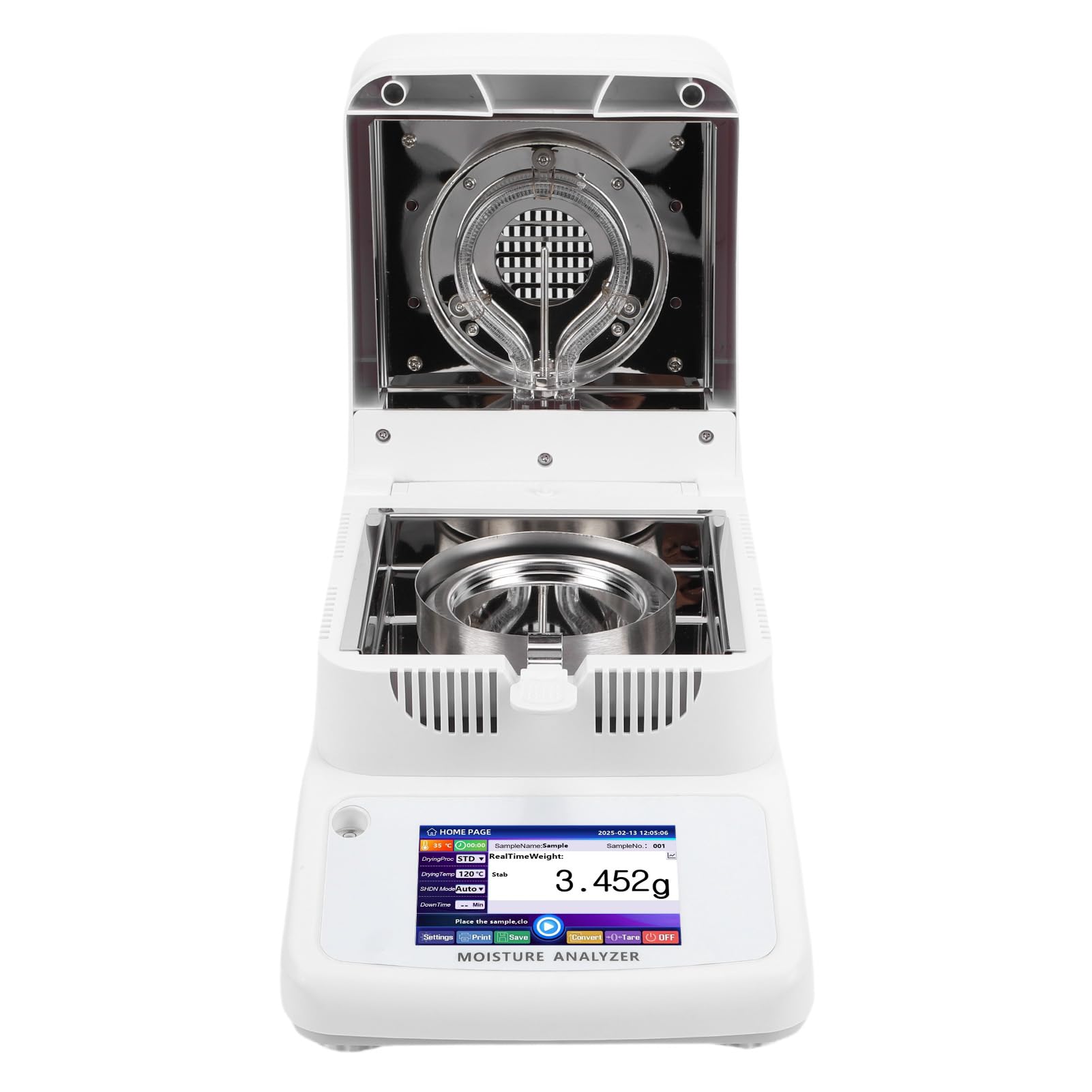 Brrnoo Halogenowy Miernik Zawartości Wody HC-152, 120 G X 0,002 G, Precyzyjny, z 5-calowym Ekranem Dotykowym, pamięcią 100 Grup, RS232 do Przetwarzania i badań żywności (wtyczka UE 220V)