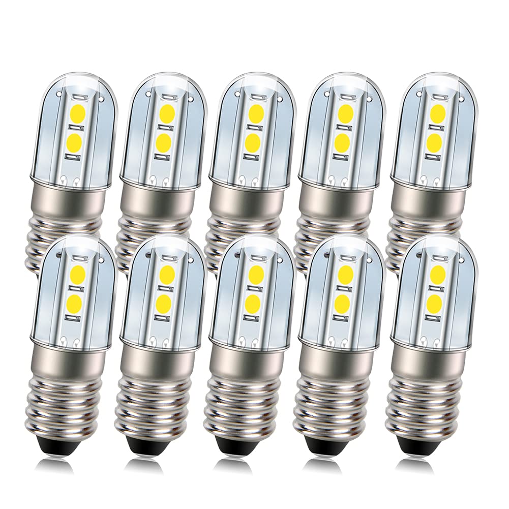 Ruiandsion 2 Lampadine LED E10 24V Bianche 6000K – Chip 4SMD 3030, 100 Lumen, Non Polarità, Per Torce E Luci Da Lavoro
