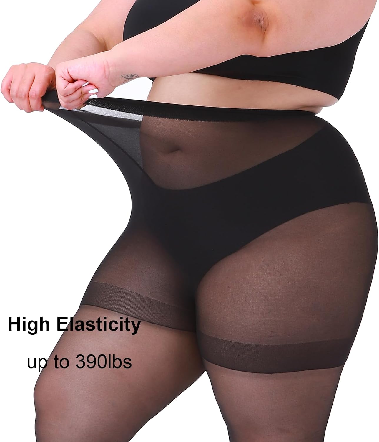 CozyWow 20D Plus Size Sheer Tights for Women, High Waist Ultra Thin Pantyhose with Cotton Gusset & Reinforced Toe 1X-8X