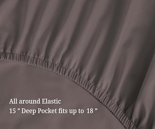 Miniatura 3 de Superior Sábanas de algodón egipcio de 700 hilos, moderno juego de sábanas de 4 piezas con bolsillo profundo sólido, incluye una plana, una