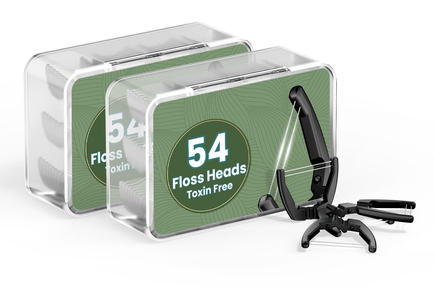 Recambios de hilo dental, cabezales de repuesto para púas dentales, hilo dental de fácil deslizamiento, hilo dental de doble línea, 108 piezas (2 cajas), color negro
