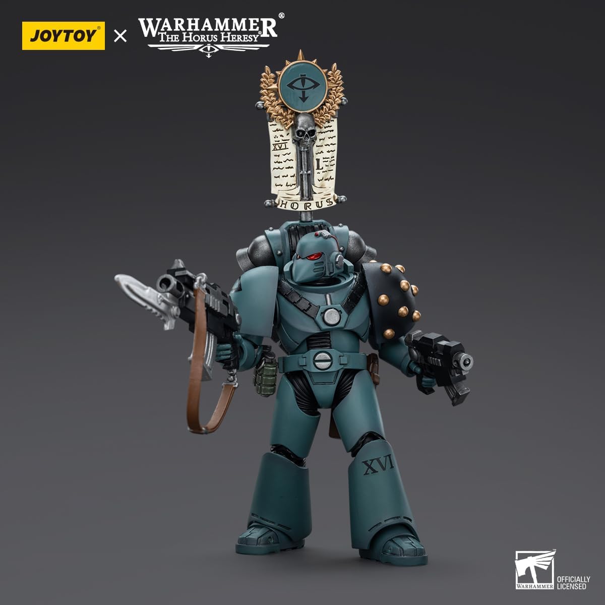 JOYTOY 1/18 Action Figure Warhammer 40,000 Sons of Horus MKVI Tactical Squad Legionary with Legion Vexilla 5''Tall Movable Model Collectible Figurine