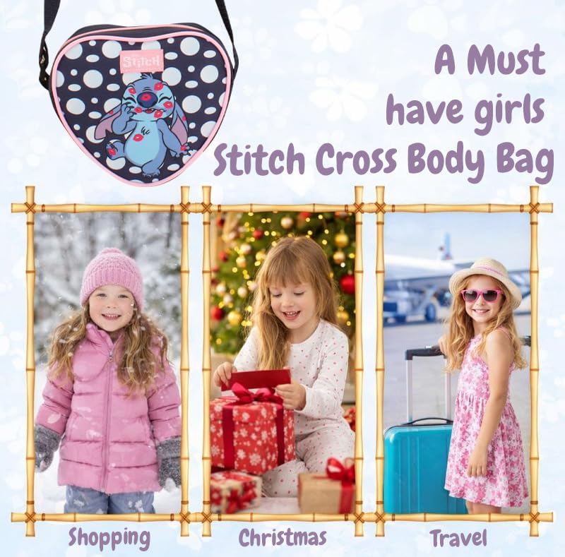 Disney Stitch Crossbody Bag for Girls Kids – Cute Heart Shaped Purse, Mini Shoulder Bags, Small Travel Handbag Gift - Image 4