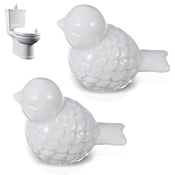 2PCS Ceramic Toilet Bolt Covers, Cute Bird Decorative Screw Caps for Bathroom, Easy Installation Replacement Kit, White, 2.33 X 1.55 X 1.97 Inches