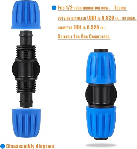 Miniatura 2 de 10 piezas de accesorios de acoplamiento de tubería de riego de 12 pulgada (12 pulgada de diámetro interior x 0.63 pulgadas de diámetro) tubos de
