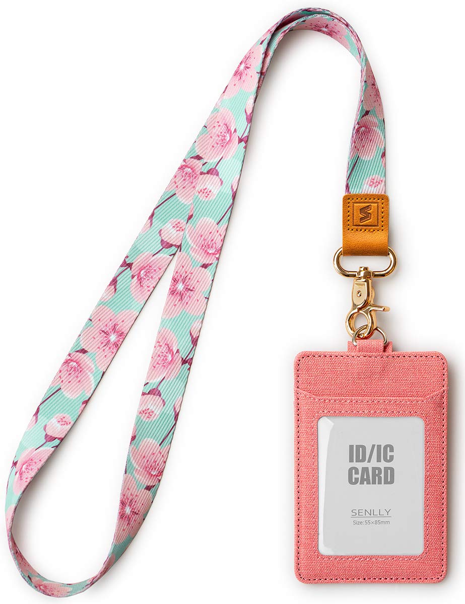 SENLLY ID Badge Holder Gift with Cute Neck Lanyard Strap 2 Card Slots and 1 Clear ID Window