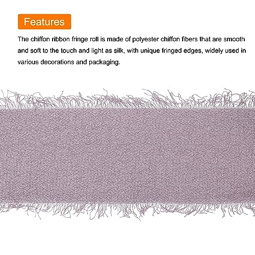 uxcell Chiffon Ribbon 1.5" x 8 Yard, Handmade Fringe Ribbon, Light Purple/Purple/Dark Purple Silk Ribbon for Wedding Gift Wrapping - Image 3