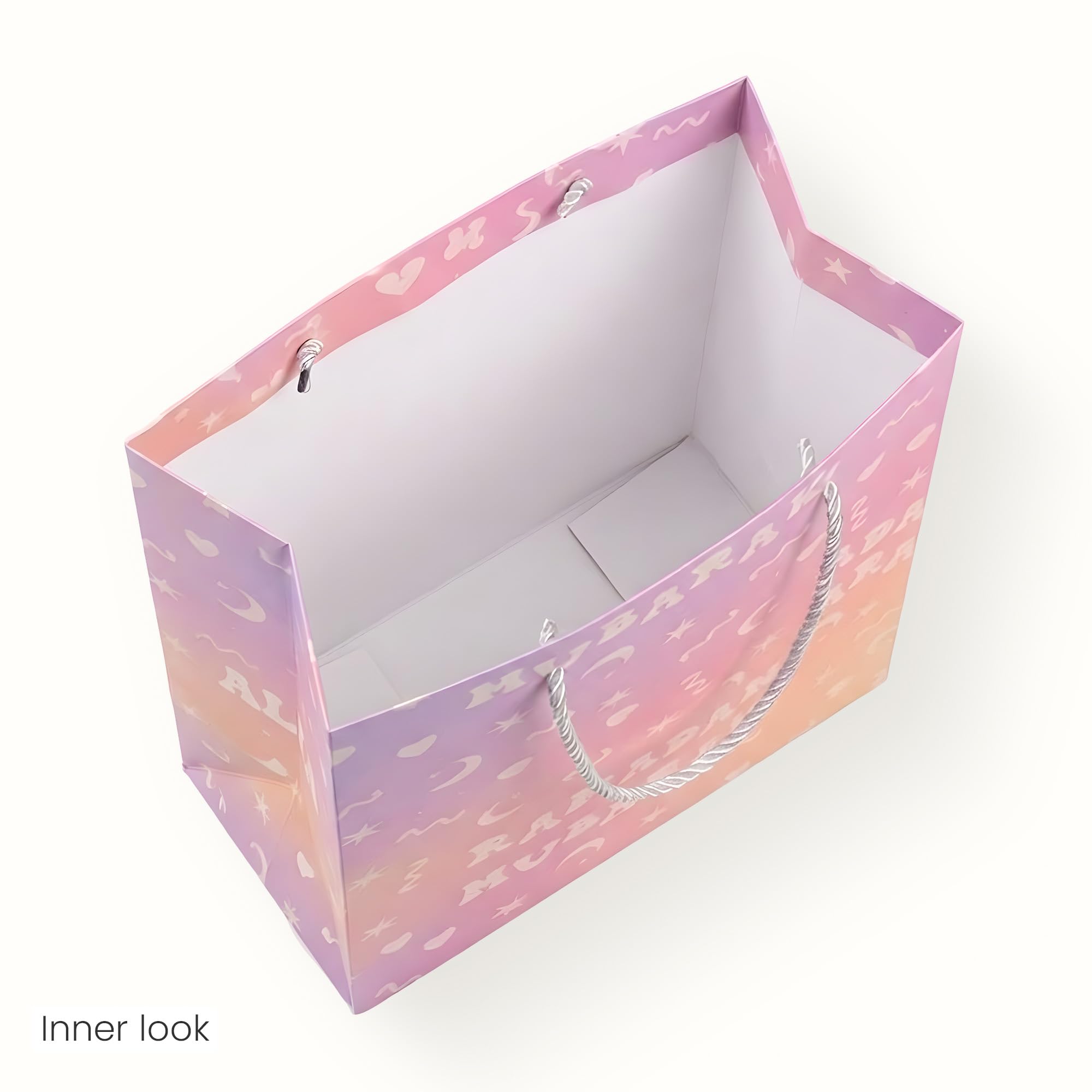 The Ramadan Edit Ramadan Mubarak Gift Bag – Eid Mubarak Gift Bag – Premium Pastel Gradient Paper Gift Bag with Rope Handles – Moon & Star Design – 9.5" x 8" x 4" (Single Bag)
