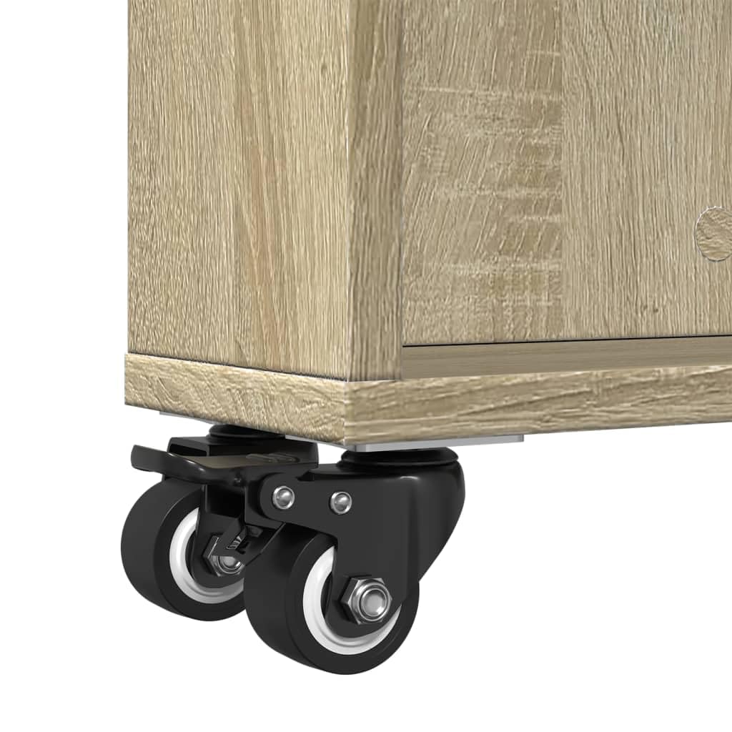 vidaXL Chariot de Rangement étroit Chêne Sonoma 48 x 13 x 68 cm Bois d'ingénierie