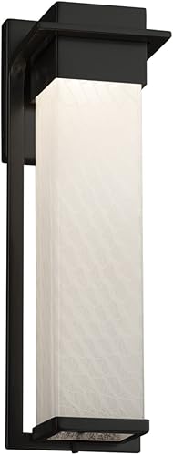 Miniatura 5 de Fusion Pacific - Lámpara de pared grande LED para exteriores, pantalla de vidrio artesanal bajo la lluvia, acabado negro mate