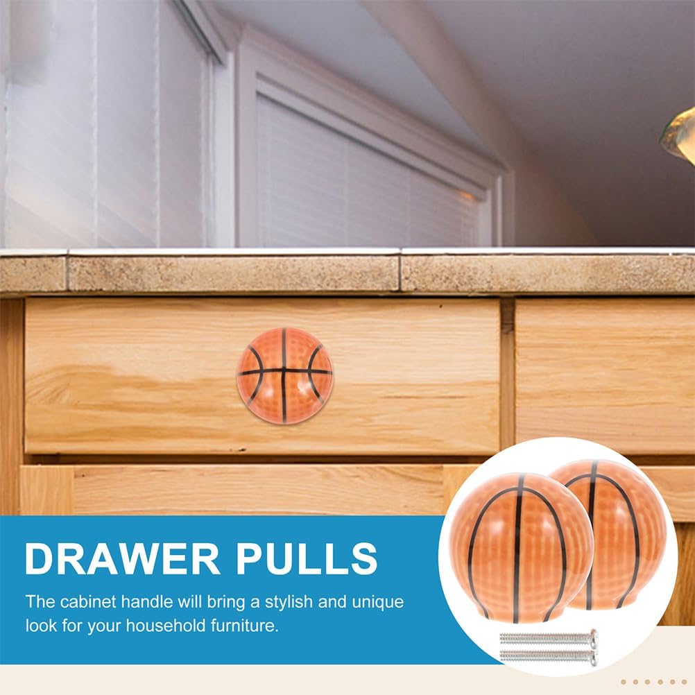 Garneck 12 pcs Basketball Shape Cabinet Knobs Matte Finish Pulls for Furniture and Wardrobe Sports Theme Hardware for Kids Rooms and Home Decor
