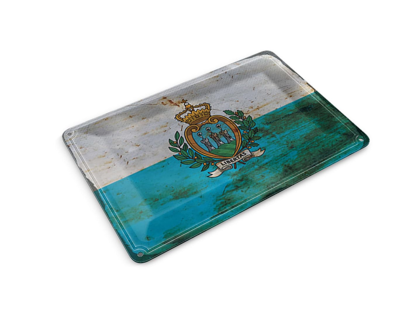 Femer Tin Postcard San Marino Flag 14 x 10 cm San Marino Rust Decorative Sign