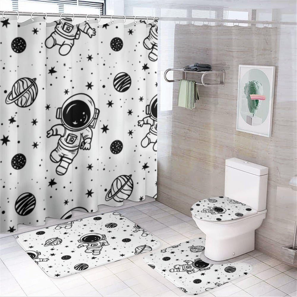 Rideau de douche astronaute et tapis de bain pour la décoration de la chambre d'enfant