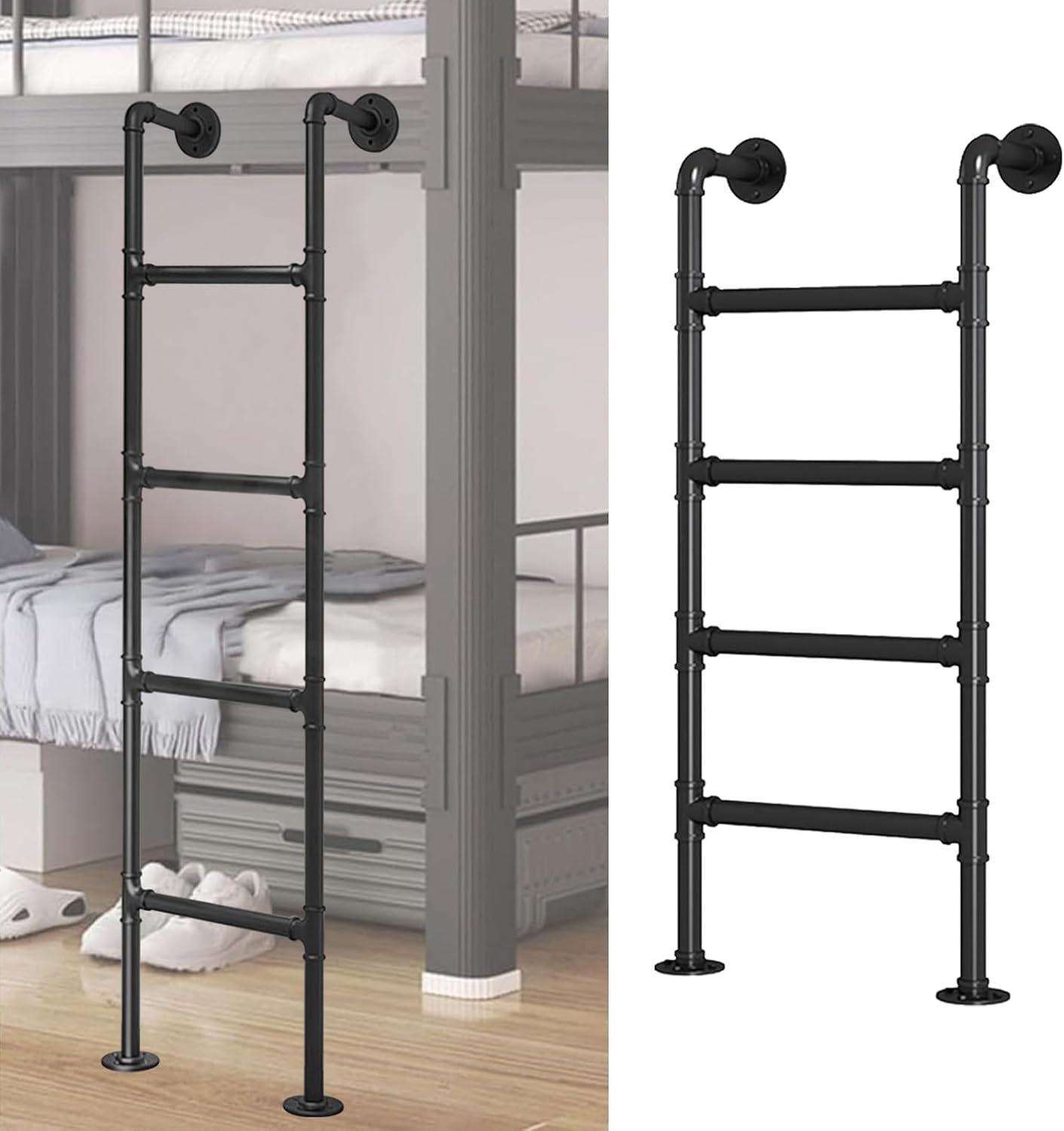 Bed Ladder,Wall Mounted Bunk Bed Ladder - Heavy Duty Safety Loft Ladder 1m 1.25m 1.3m 1.4m 1.45m 1.5m Metal Bed Universal Ladders for Dorms, Bedrooms, Apartments, Hotels(