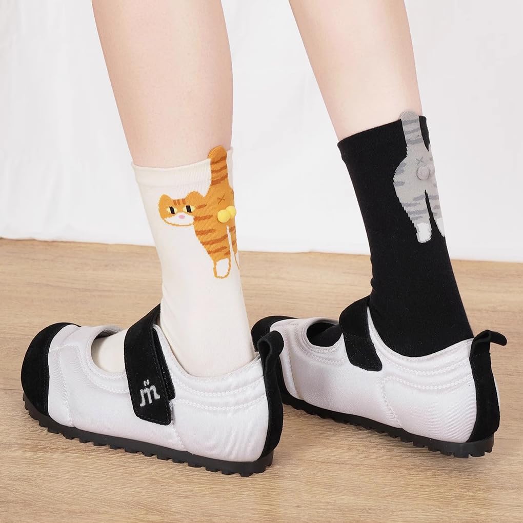 Cat Socks with Balls Cute Funny Hilarious Novelty Cotton Cat Socks for Women Men Halloween Christmas Gift 2Pairs - Image 5