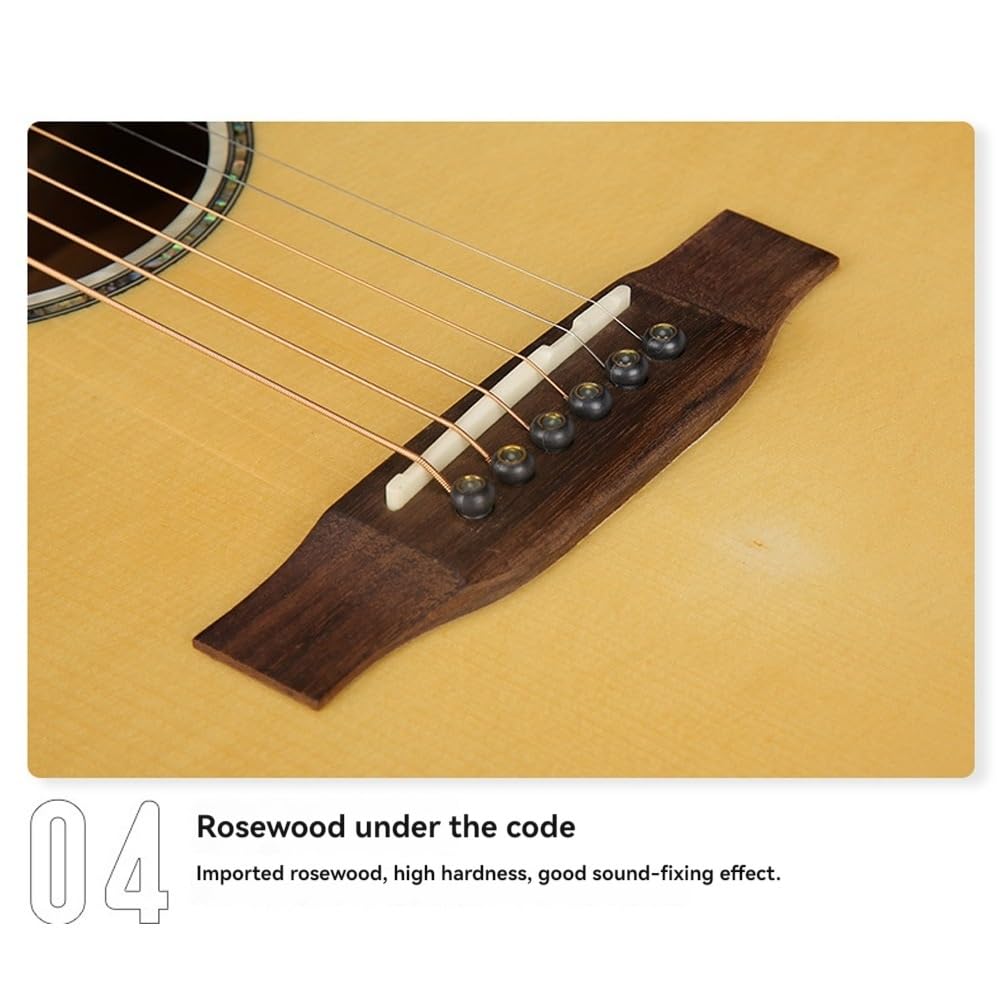 La chitarra folk ByErz da 41 pollici in abete rosso con impiallacciatura singola con design unico del modello della tastiera e superficie originale color legno è adatta for esercitarsi e suonare, prin