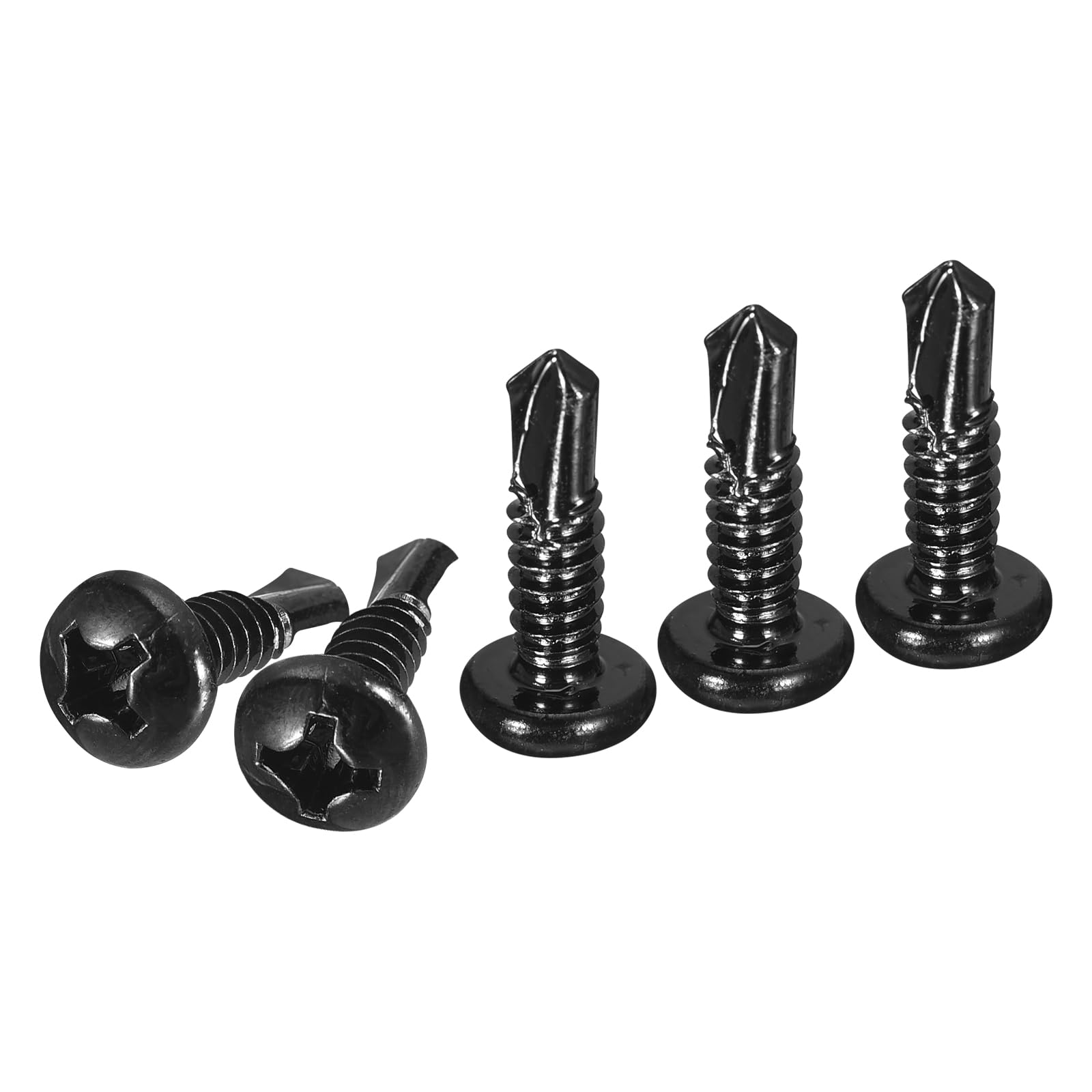 DTGN #12x3/4" Pan Head Self Drilling Screws - 50Pack - Black Oxide 410 Stainless Steel Phillips Drive Self Tapping Sheet Metal Screws