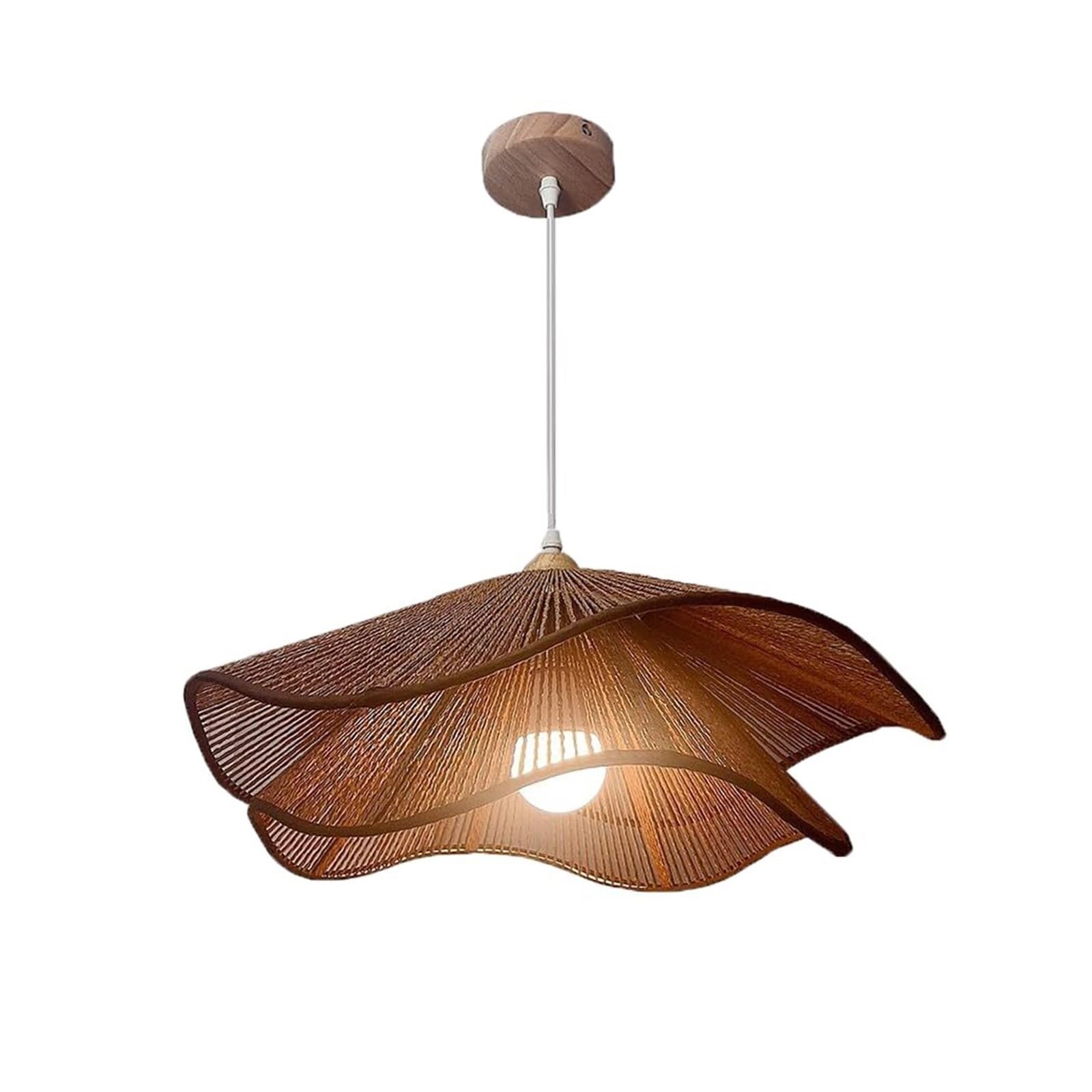KHUKHU Retro Hemp Rope Restaurant Chandelier Modern Corridor Artistic Rustic Ceiling Hanging Light Fixture Chinese Simple Creative Decorative Personality Lampshade(C,40cm/15.7in)