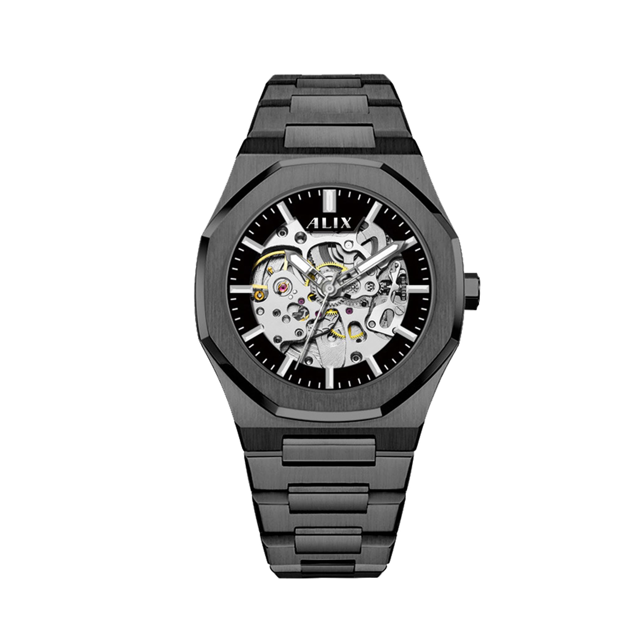 ALIX Black Mechanical Automatic Skeleton Self-Winding Water Resistant analog watch (B0D8GY5M1V) Amazon Price History, Amazon Price Tracker