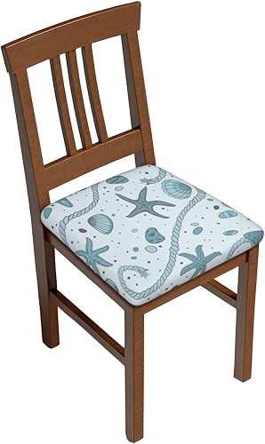 Seastars Seashells - Fundas de cojín para sillas de comedor, extraíbles y lavables, fundas reutilizables para sillas de comedor, juego de 2 fundas