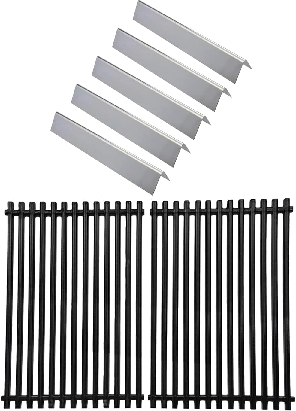 GasSaf 15.3 inch Flavorizer Bars and 17.4 inch Grill Grates Replacement for Weber 7636 7525, Spirit 300 Series E310 E320 E330 S310 S320 S330 Gas Grills with Front Control Knob
