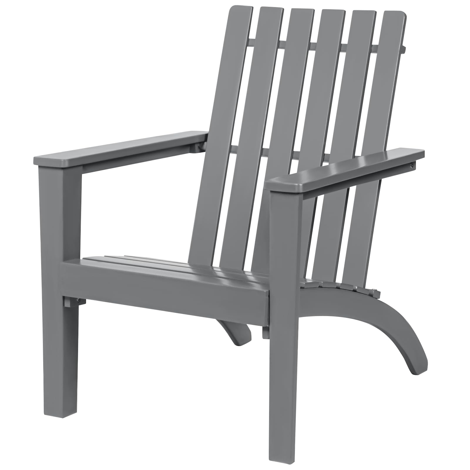 RELAX4LIFE Outdoor Adirondack Chair, Solid Acacia Wood Patio Lounger Armchair Slatted Seat with Backrest & Armrest, All-Weather Resistant Fire Pit Chair Garden Furniture for Deck Yard (Gray)
