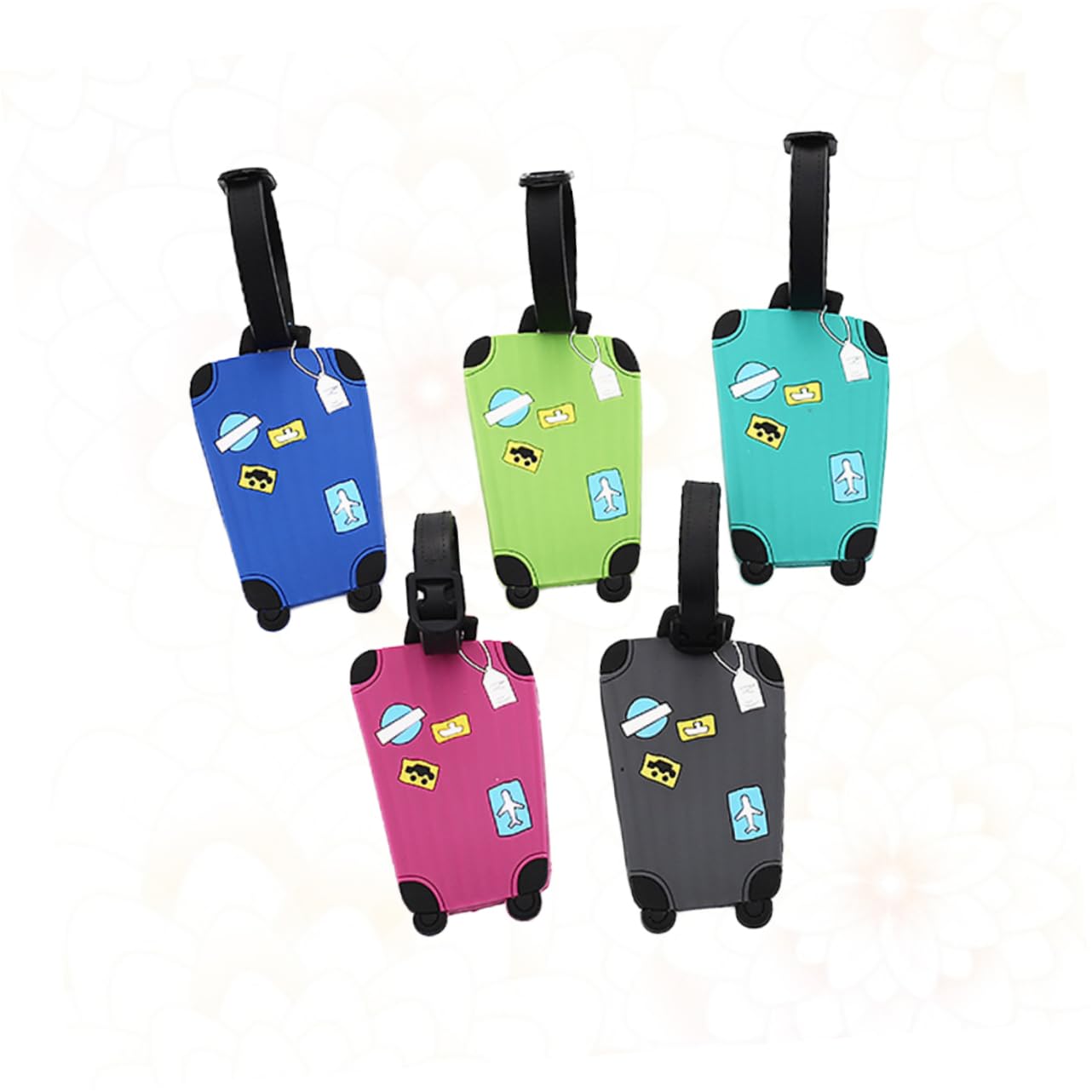 LIFKOME 15pezzi Targhette Da Viaggio Silicone Design Forma Di Valigia Etichette Per Bagagli Con e Indirizzo Accessori Pratici Per Trasporto Blu Verde