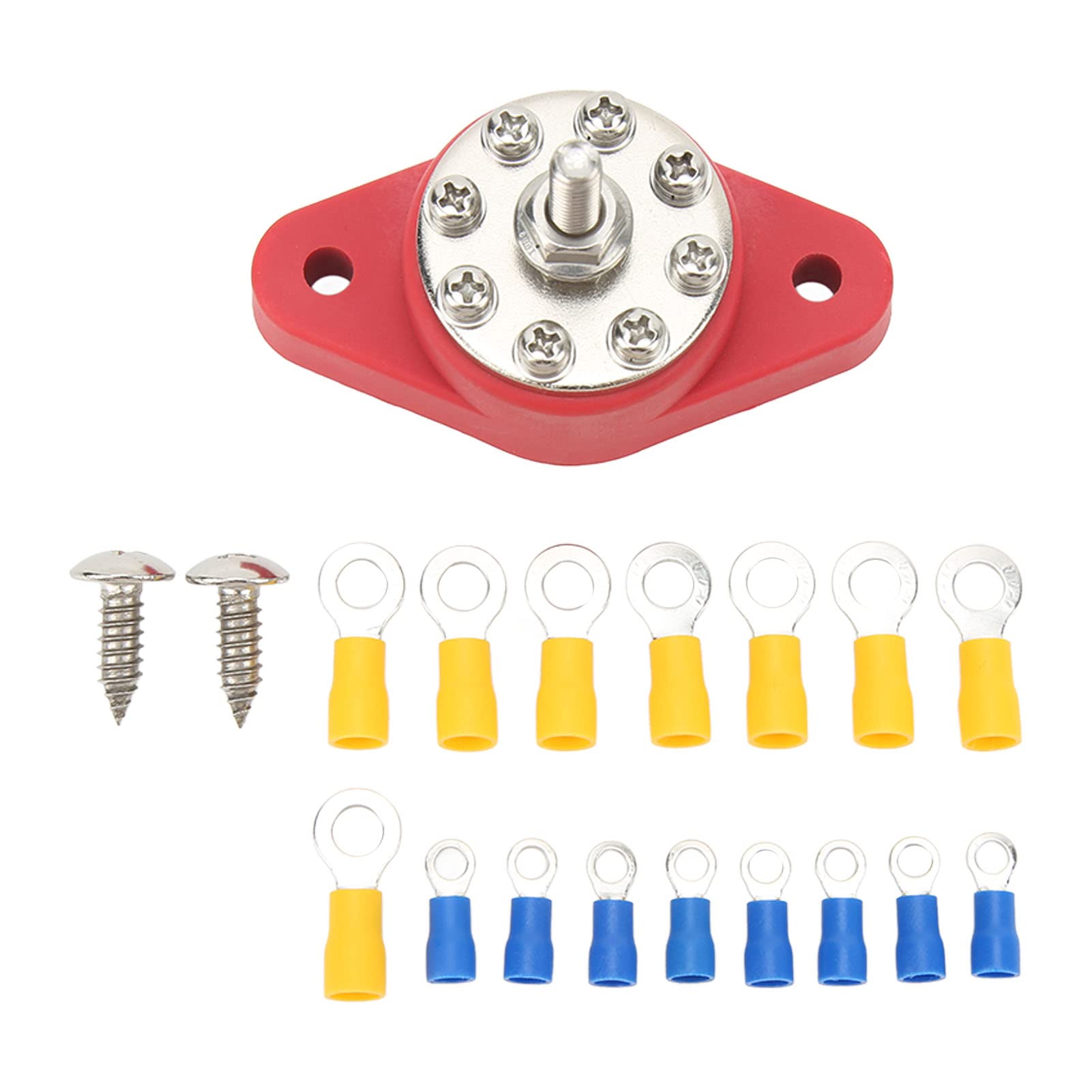 Morsettiera per giunzione di distribuzione con 16 morsettiere per batteria da 1/4" M6 per auto, barche, camion