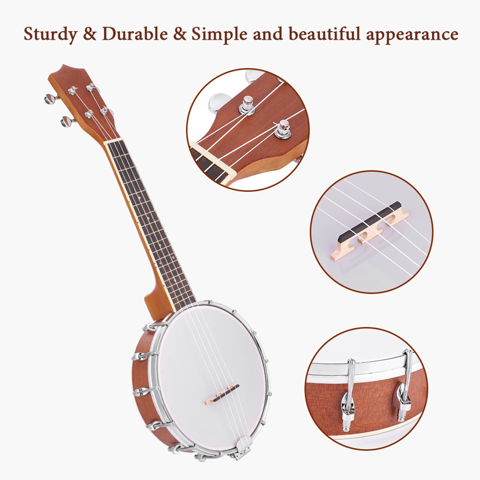 Generic 4-saitiges Banjo-Set. Feines Design. Feine Verarbeitung. Glatte Oberfläche. Angenehmes Spielen für Musikbegeisterte