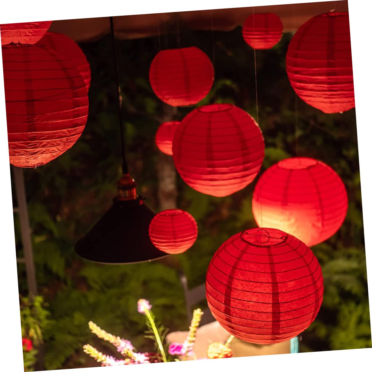 Ciieeo Farolillos de Papel Colgantes para Fiesta 25 Piezas Rojos, Linternas de Papel Japonesas Plegables, Decoración de Cumpleaños y Bodas, Linterna de Fiesta de Bodas, Decoración