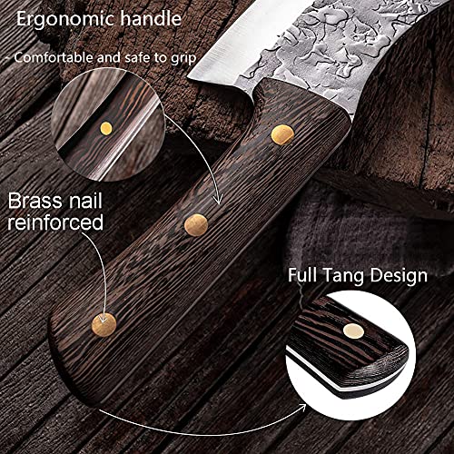 Huusk Hand Forged Butcher Knife High Carbon Steel Boning Knives Kitchen Vegetable Meat Cleaver Outdoor Chef Knife Multipurpose Breaking Skinning Fillet Knife For Barbecue, Bbq, Camping #TOP5