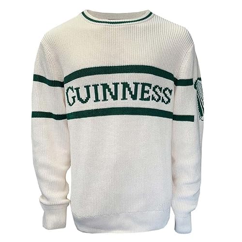 Traditional Craft Men's Cream Guinness - Harp Sleeve Knit Sweatshirt - /Green - G5243 (Uk, Alpha, Xs, Regular, Regular, )
