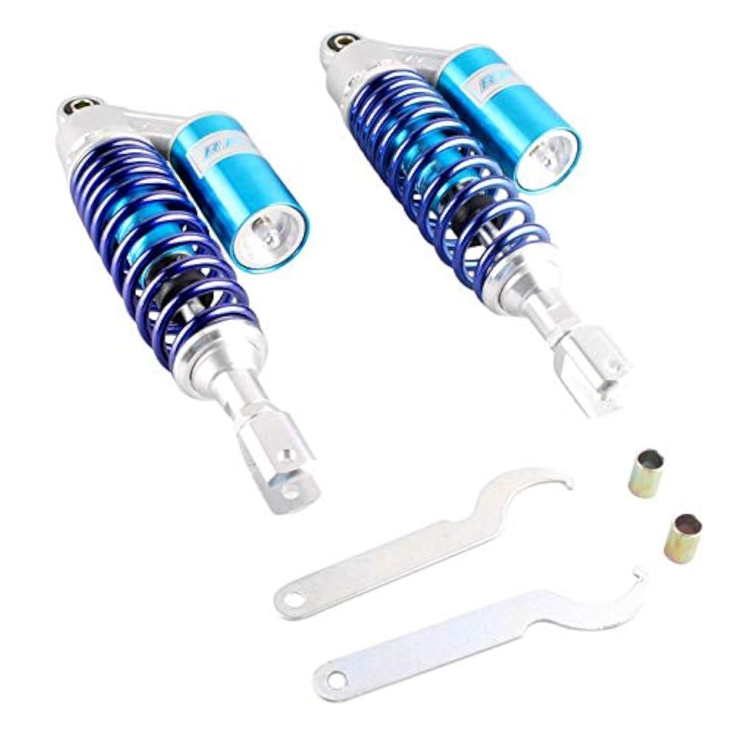 Mallofusa 13.7Inch 350mm Pair Rear Motorcycle Air Shock Absorbers Replacement Suspension Eye to Clevis Universal Compatible for Kawasaki Honda Yamaha Suzuki Blue