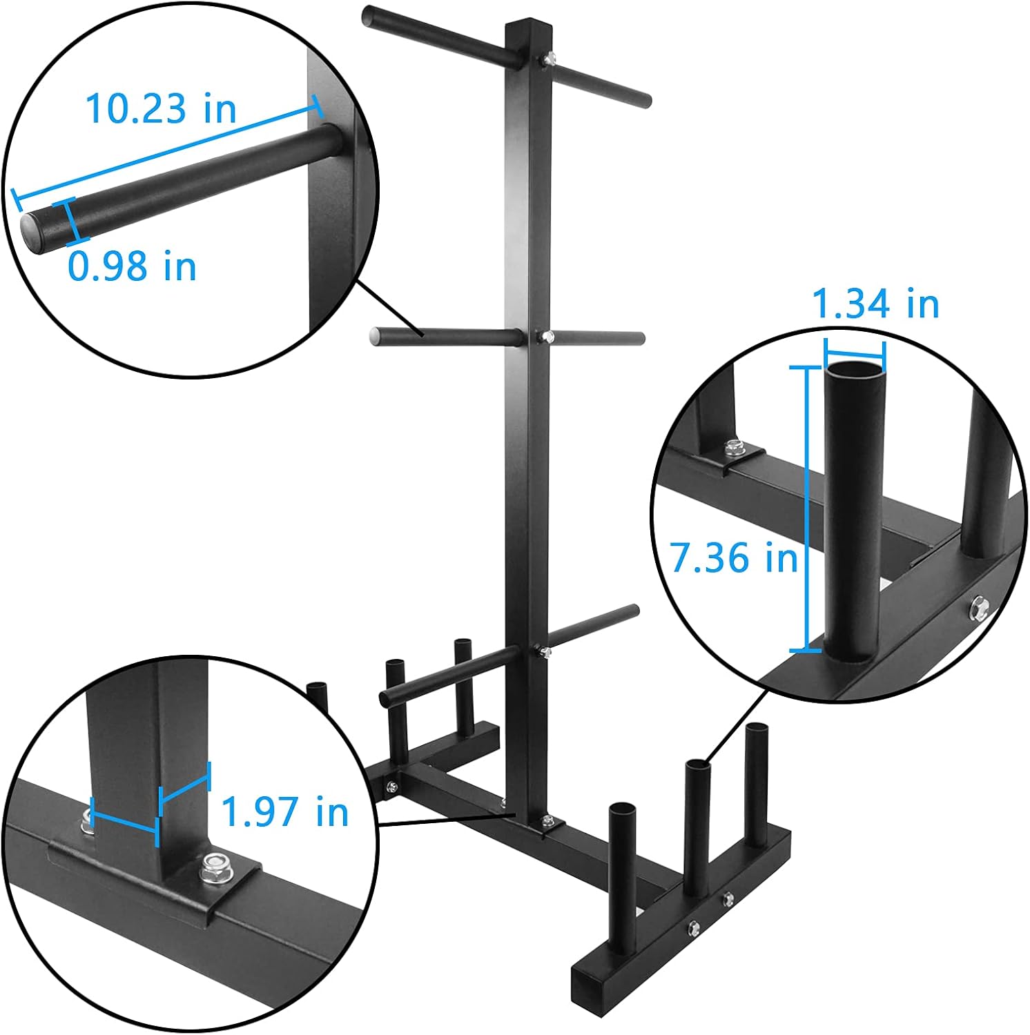 Luwint Plate Tree, 1 in Weight Plate Storage Rack with 6 Standard Bar Holders : Sports & Outdoors