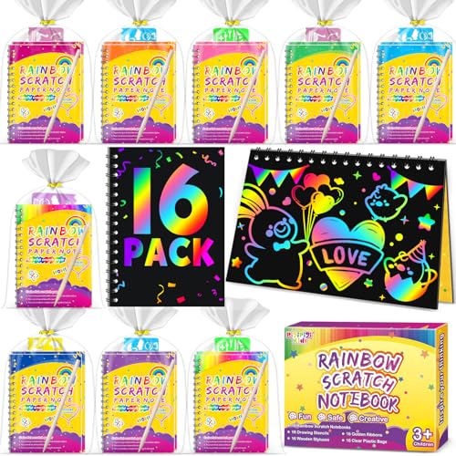 Cadeaux de fête de Noël pour enfants : 16 carnets magiques arc-en-ciel