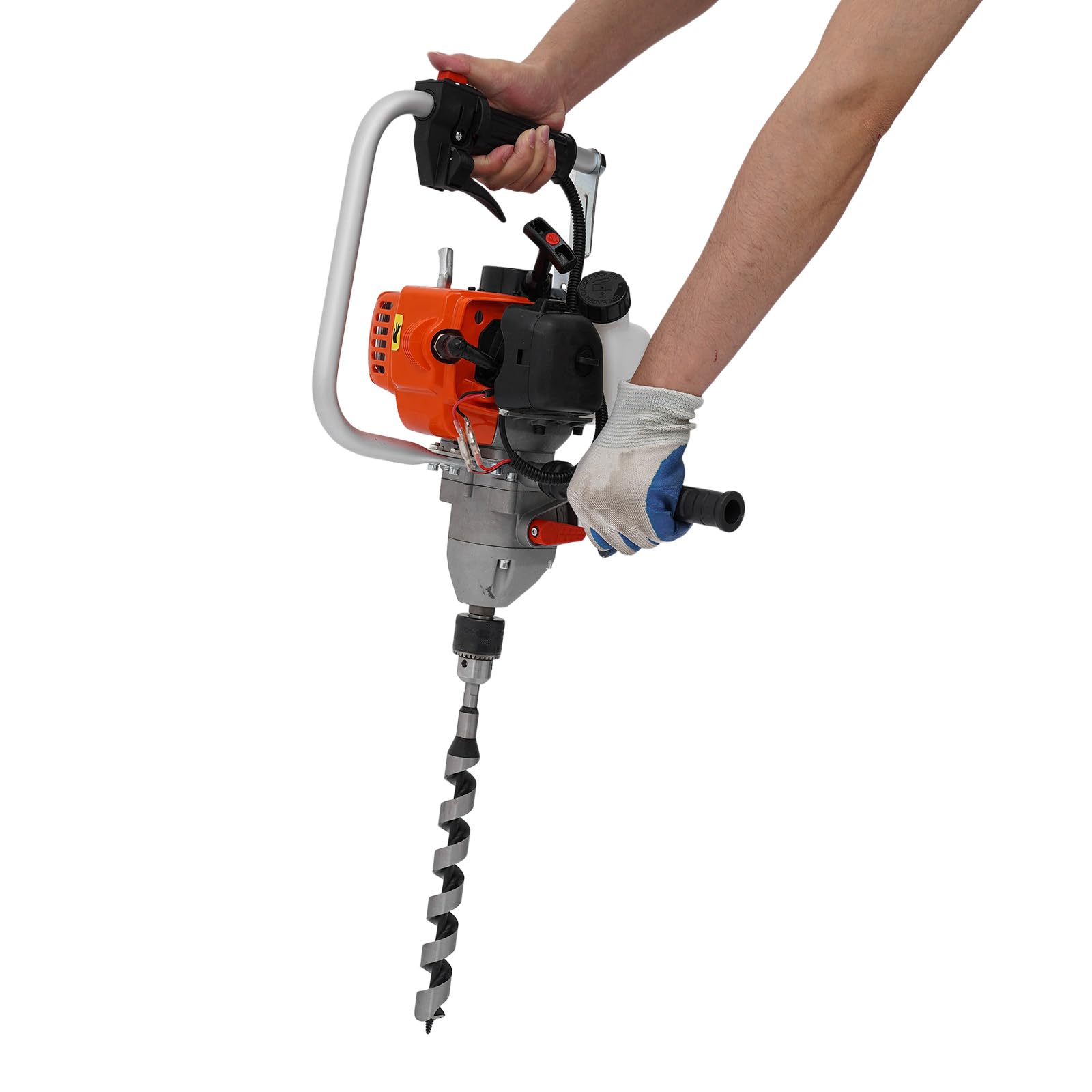 Wiertło do gleby na benzynę, 800 W, wiertło ogrodowe z 2 końcówkami Ø | Wiertło spalinowe z silnikiem o pojemności 25,4 cm³, bezprzewodowa wiertarka do ogrodnictwa, rolnictwa i budów na zewnątrz