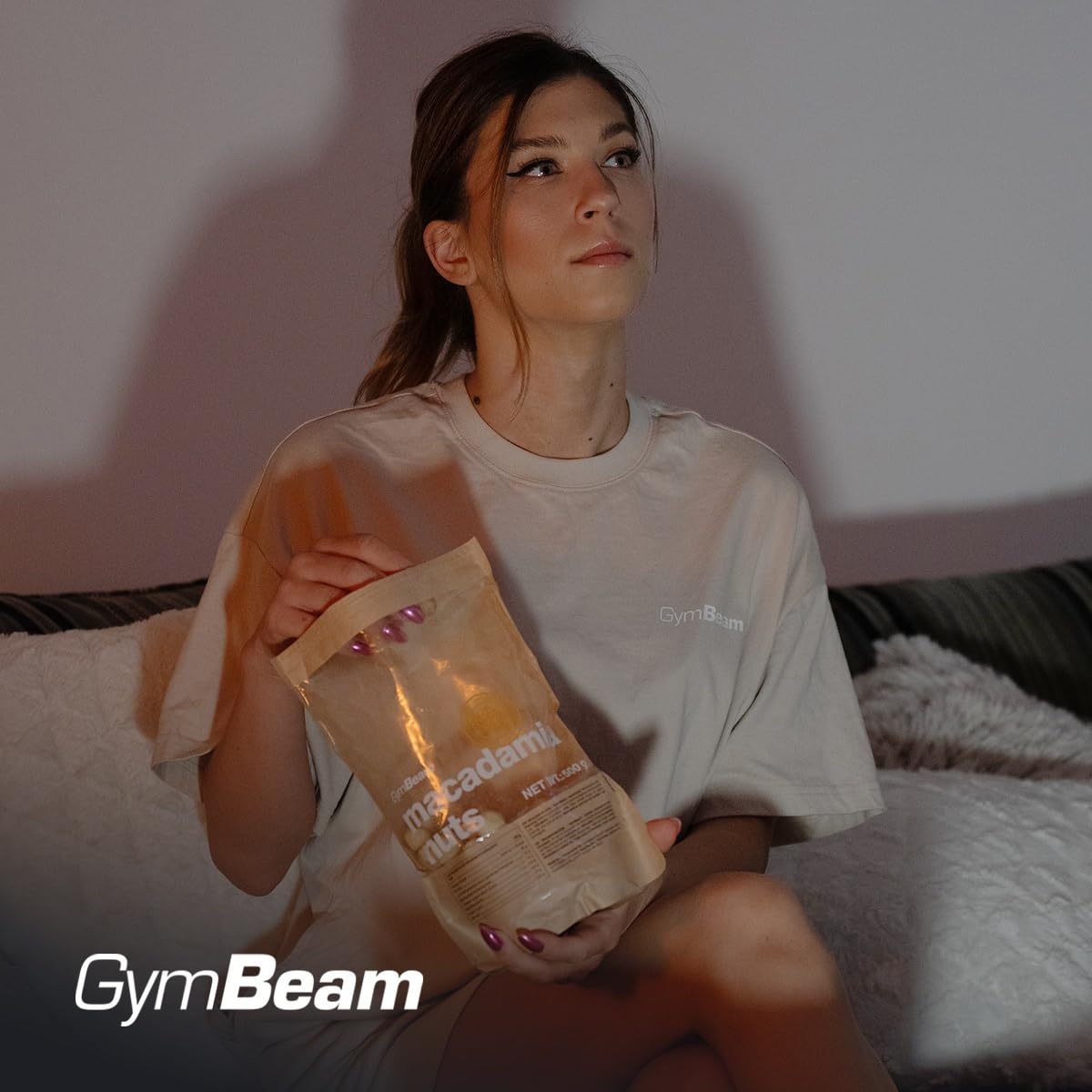 GymBeam Ungesalzene Macadamianüsse - Reich an gesunden Fetten & Ballaststoffen, frei von Zusatzstoffen, ideal als veganer Snack, fördert Energie & Gesundheit, buttriger Geschmack, 500g