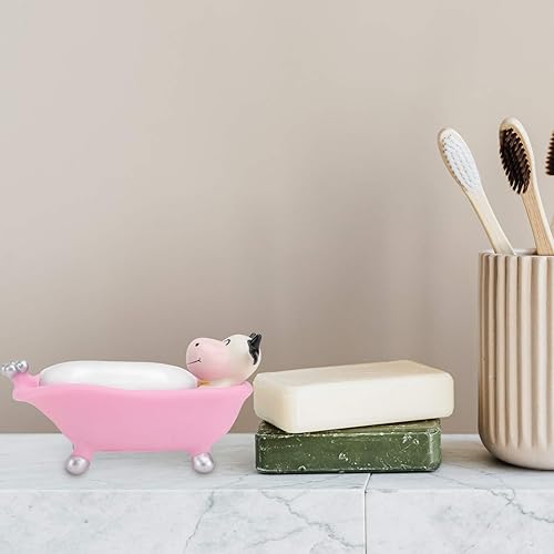 Miniatura 3 de Amosfun Soporte para barra de jabón para niños, bandejas de baño rosas para mostrador de platos para niños, bandeja para ducha, baño, inodoro, caja